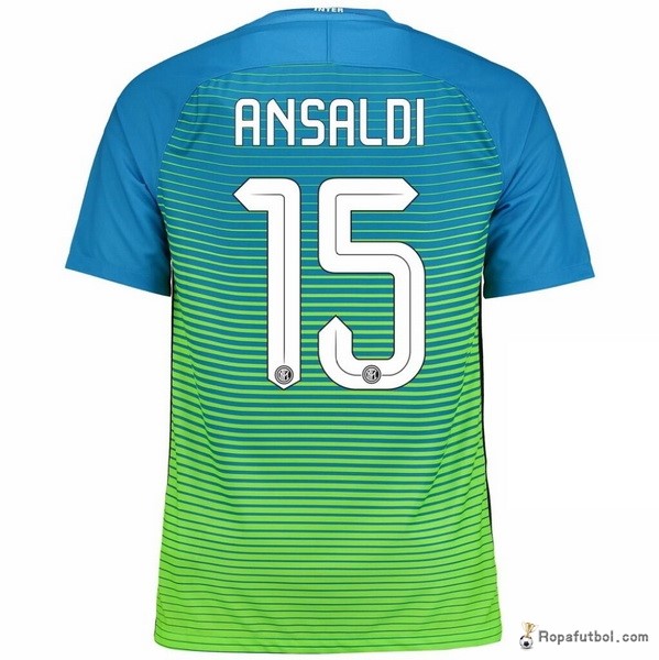 Camiseta Inter de Milán Replica Tercera Ropa Ansaldi 2016/17 Azul Verde